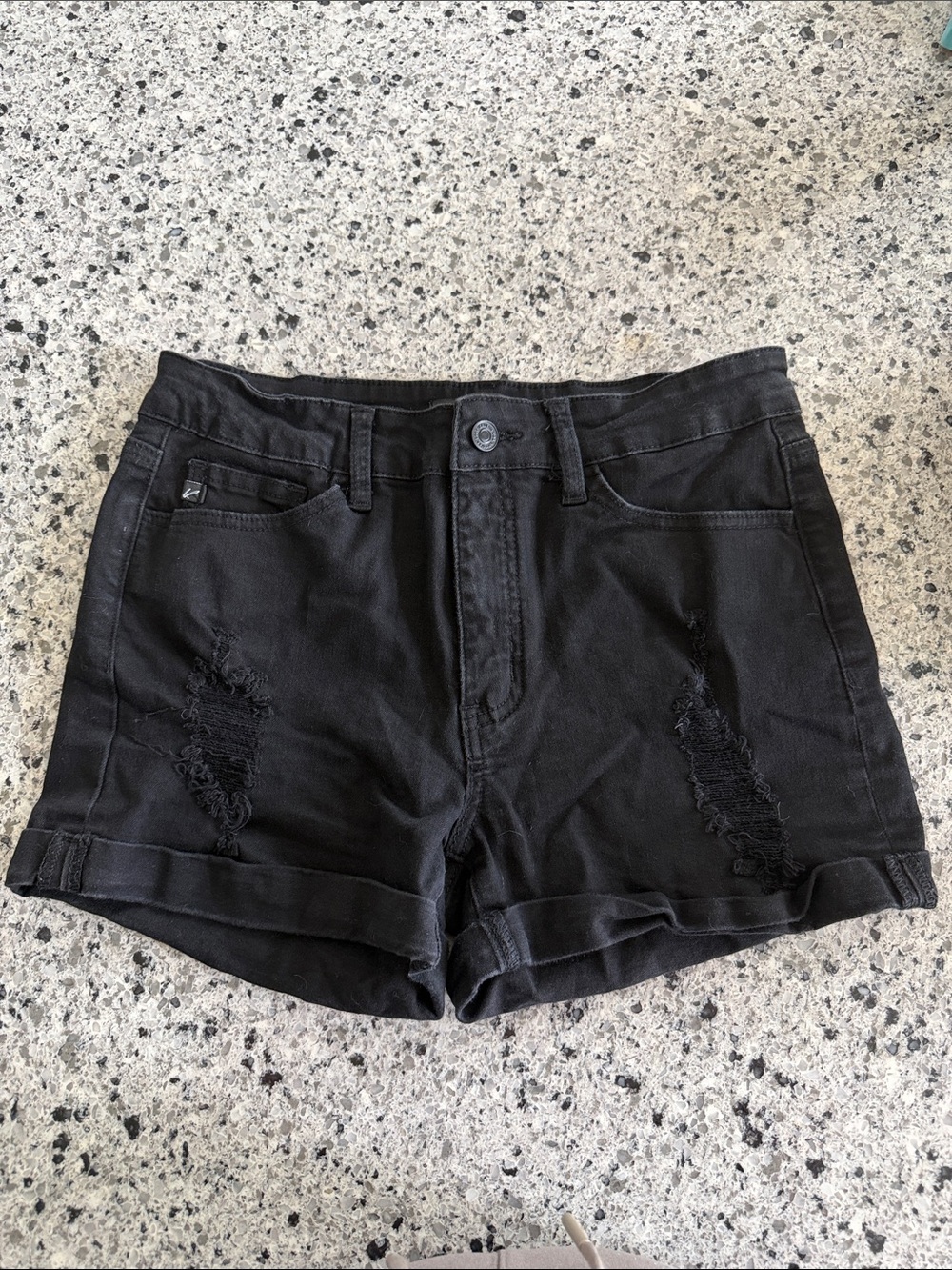Kancan Black Distressed Women's Denim Shorts